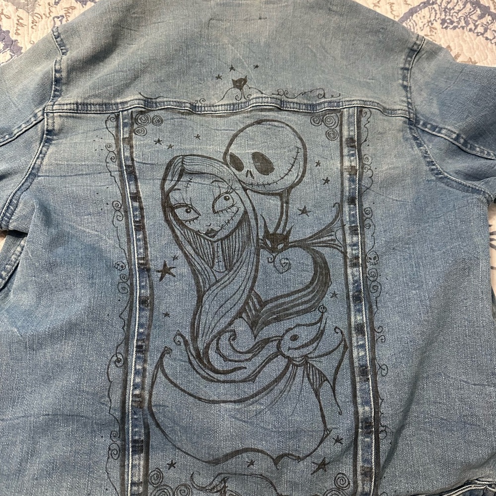 Denim Jacket with Hand Drawn Nightmare Before Christmas Design